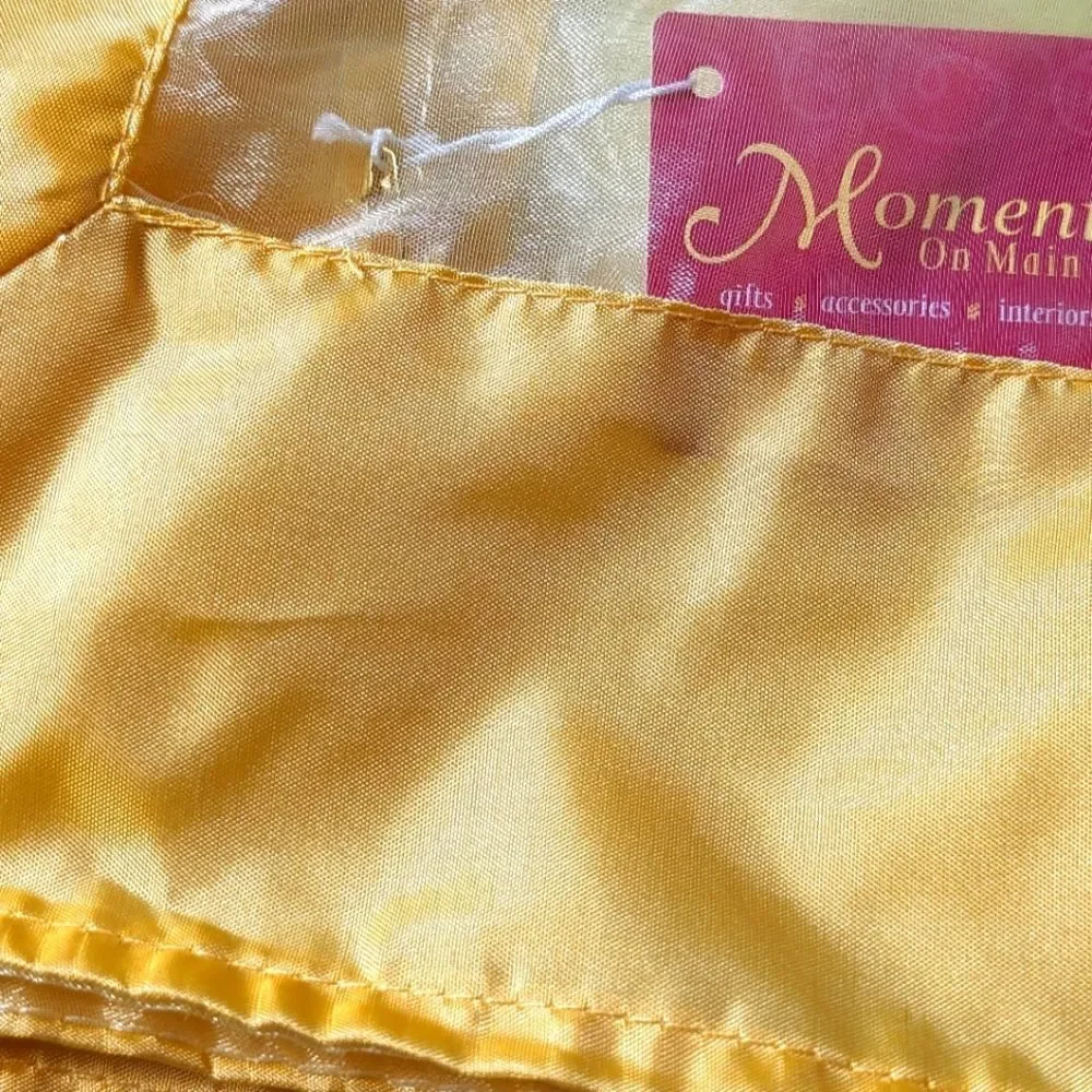 Golden Yellow Organza Tassel Trimmed Sheer Square Tablecloth 54